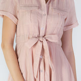 Linen Bow Midi Shirt Dress