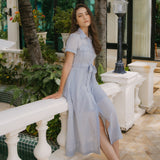 Linen Bow Midi Shirt Dress