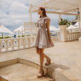 Linen Ruffle Mini Dress